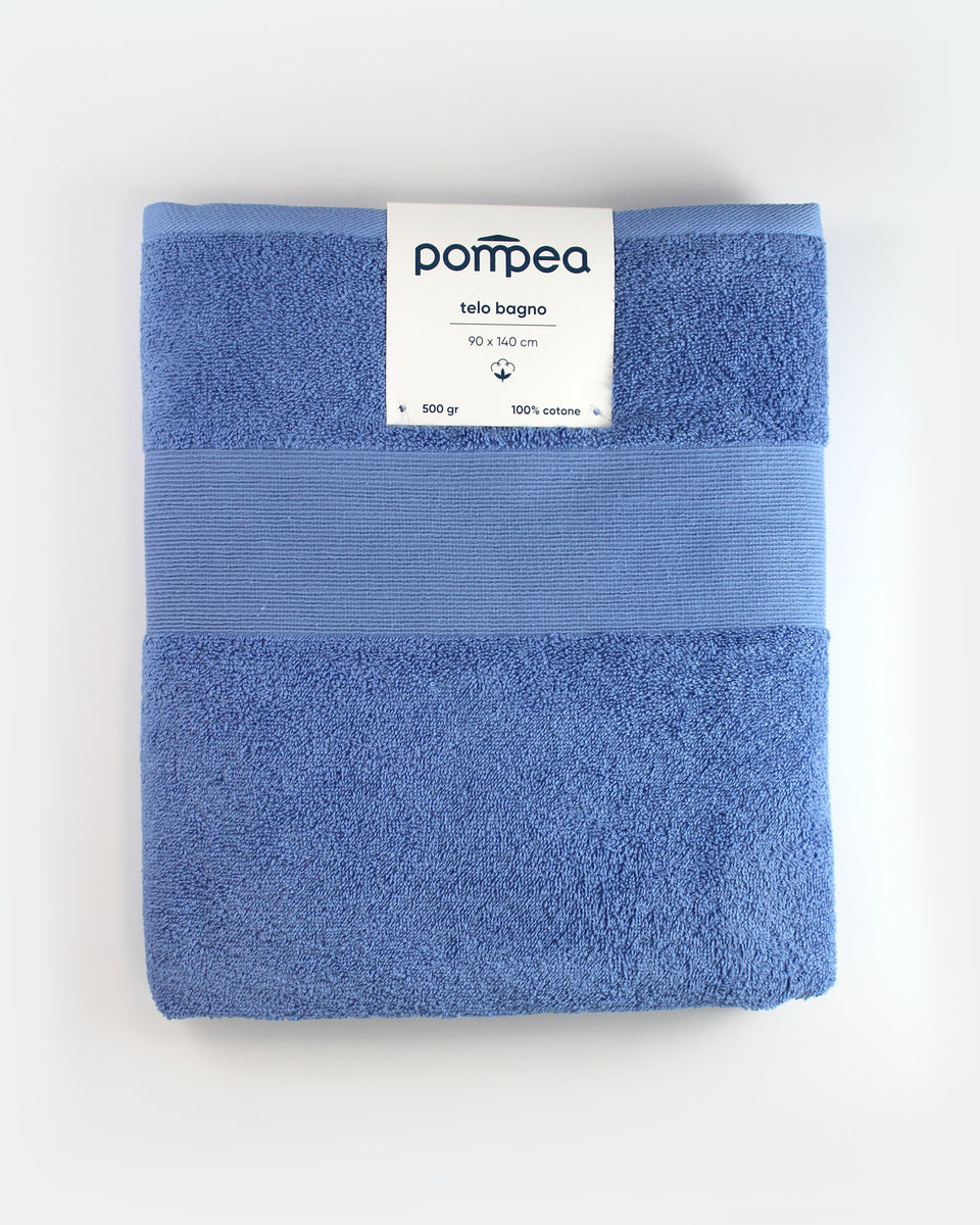 Telo bagno Pompea 90*140 cm in cotone 500 gr. azzurro