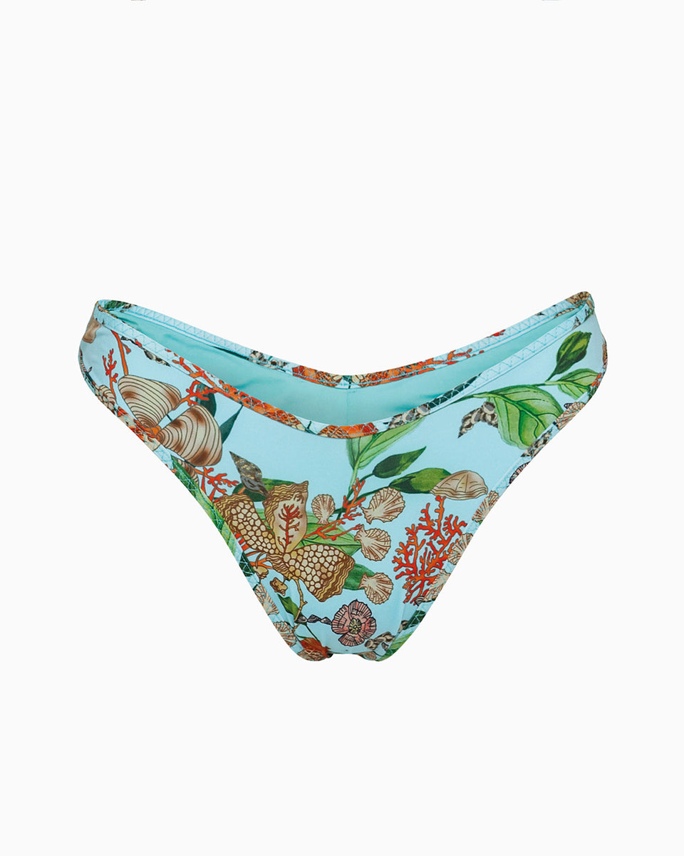 Boracay high leg bikini bottoms with a tropical pattern, Women's swimwear