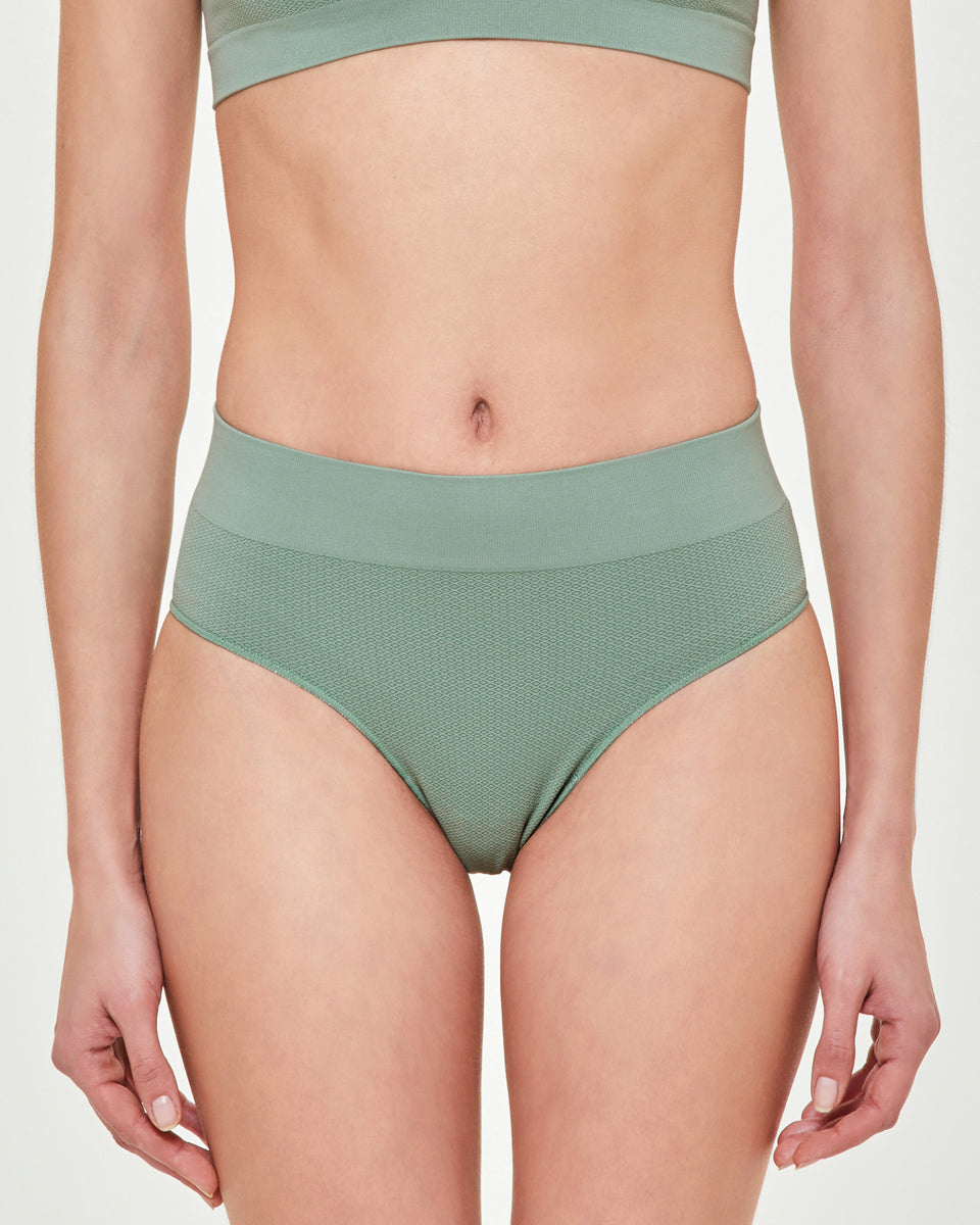 Ajour Brazilian-cut briefs in sage-coloured recycled yarn, Women's  underwear