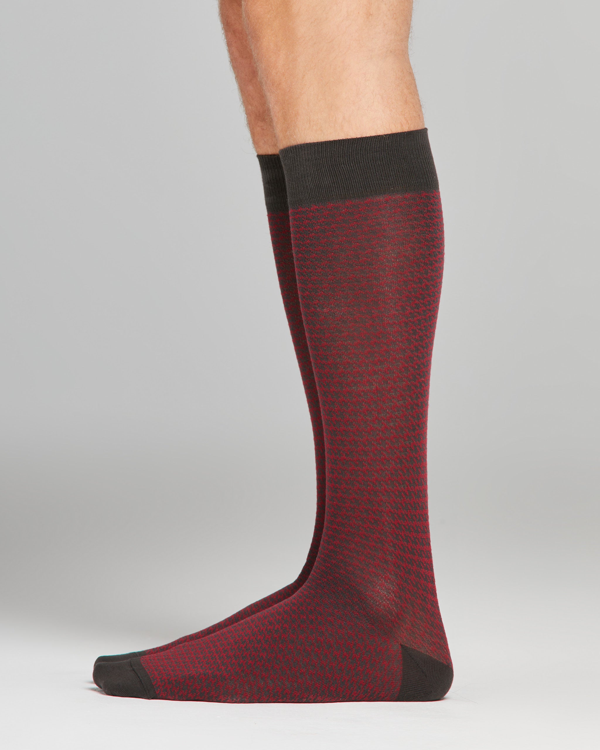 Brando long cotton sock with houndstooth pattern