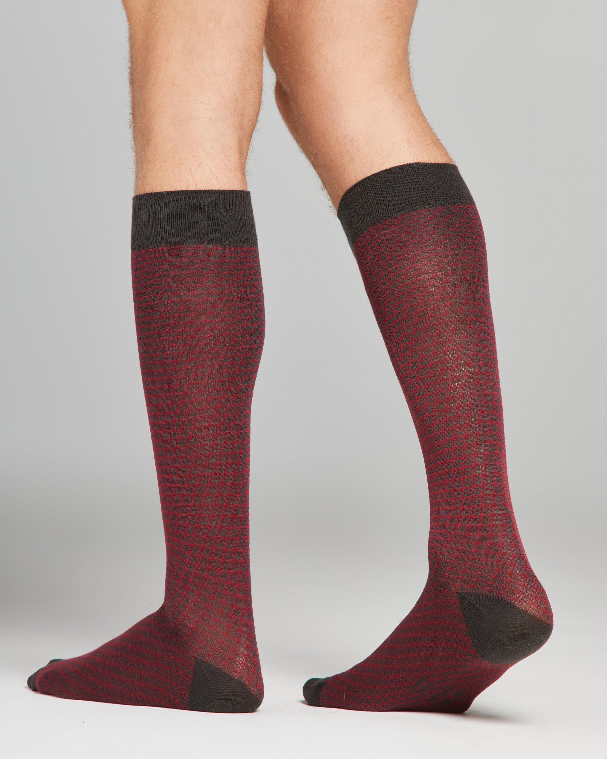 Brando long cotton sock with houndstooth pattern