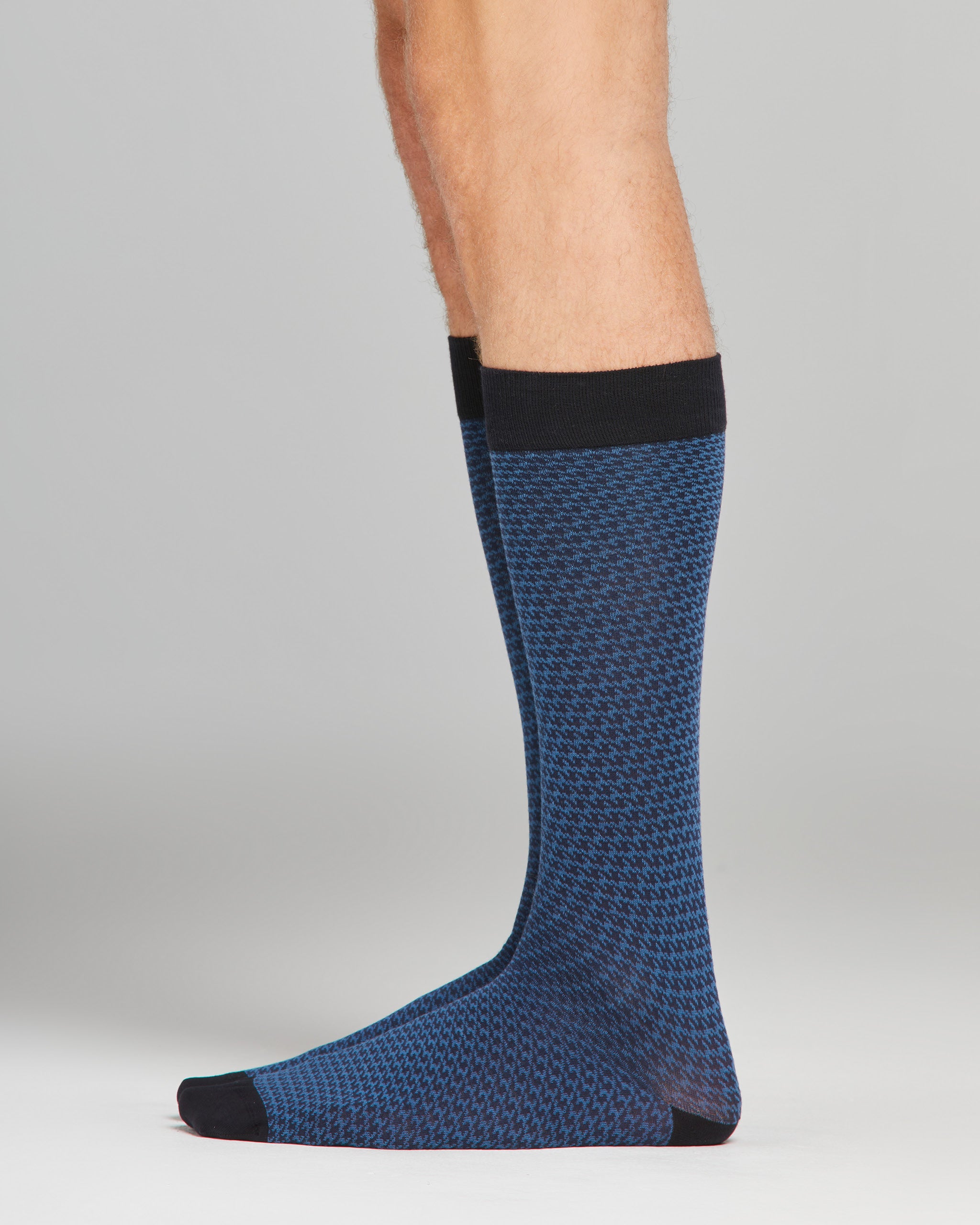 Brando long cotton sock with houndstooth pattern