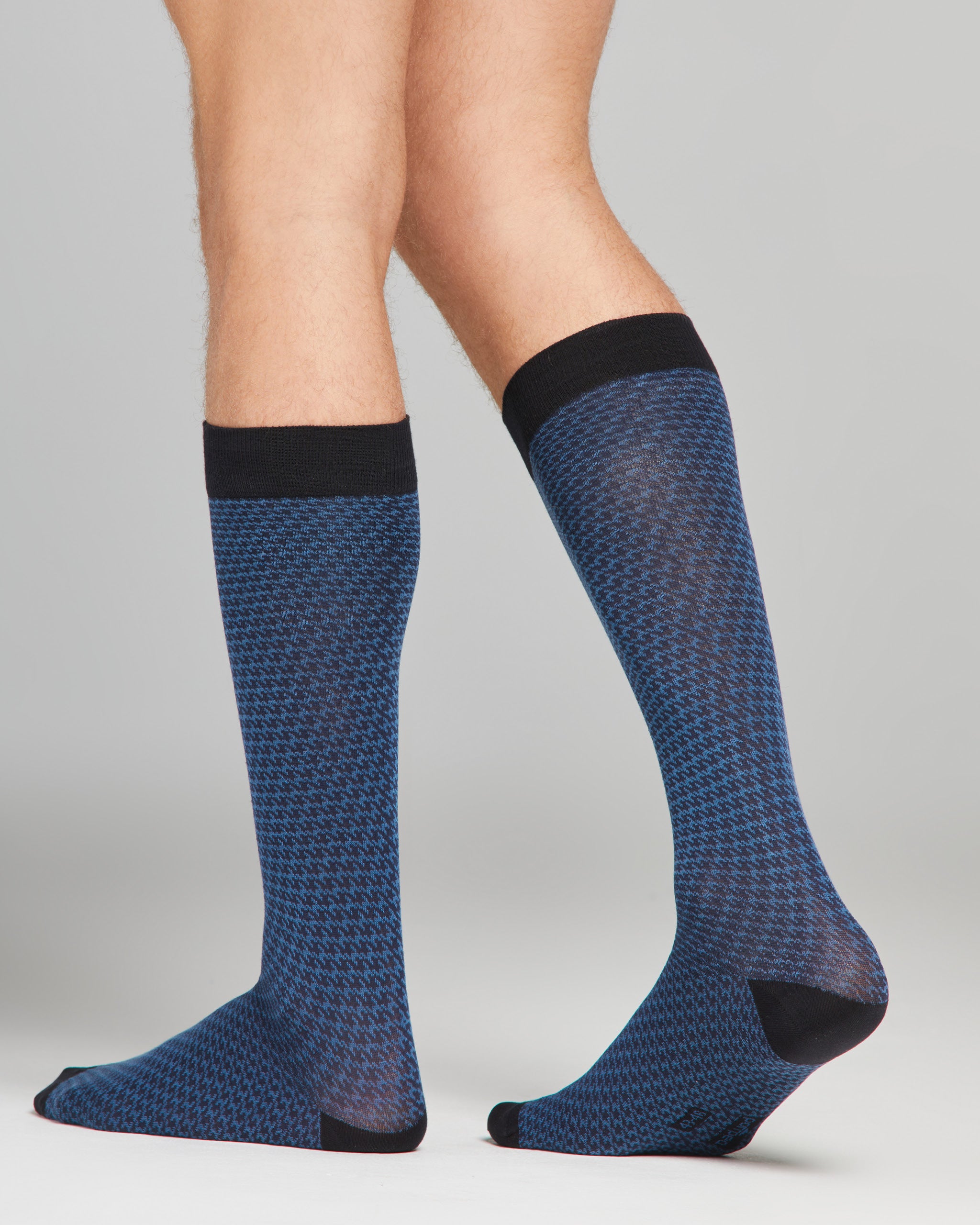 Brando long cotton sock with houndstooth pattern