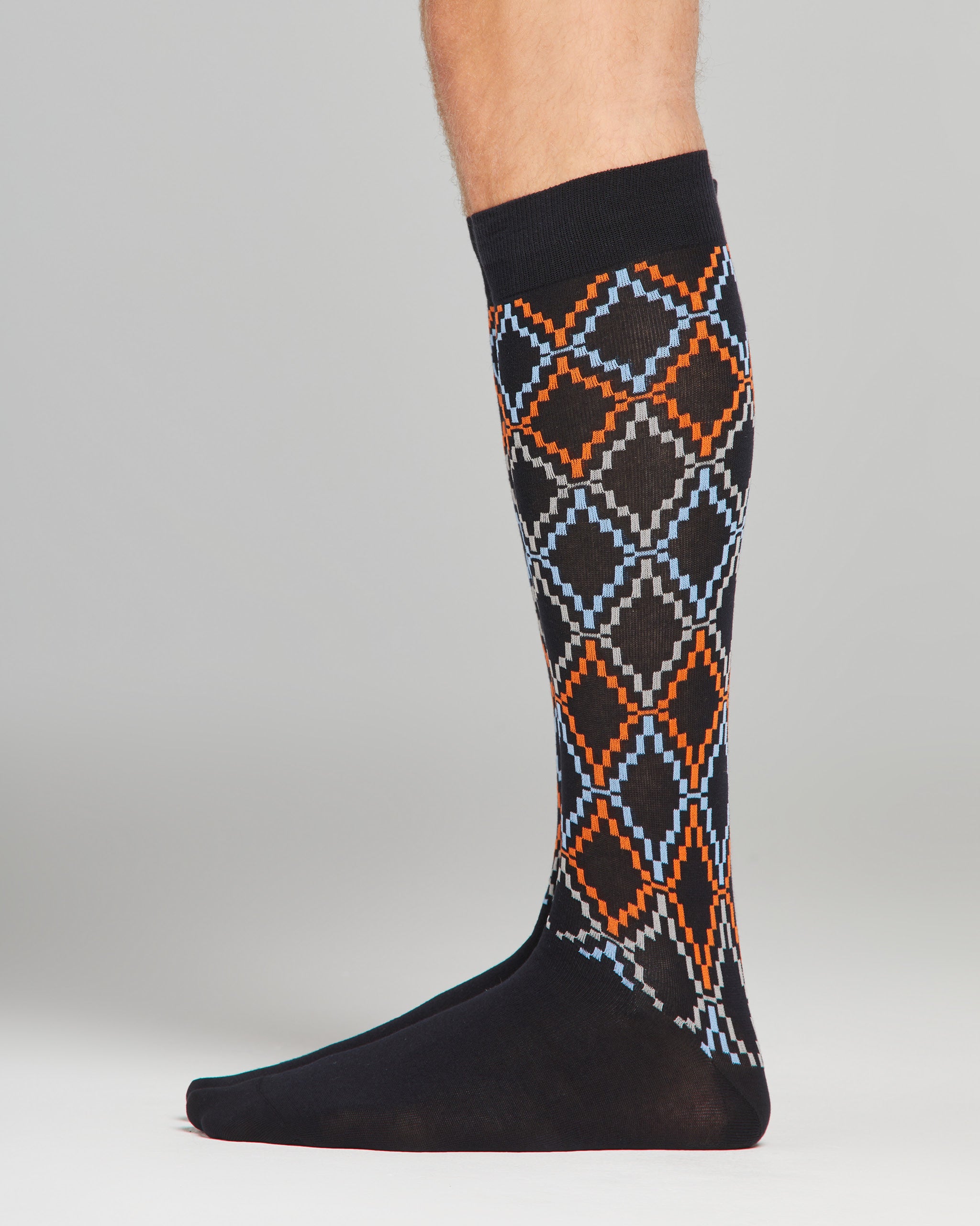 Romeo long cotton sock with geometric pattern