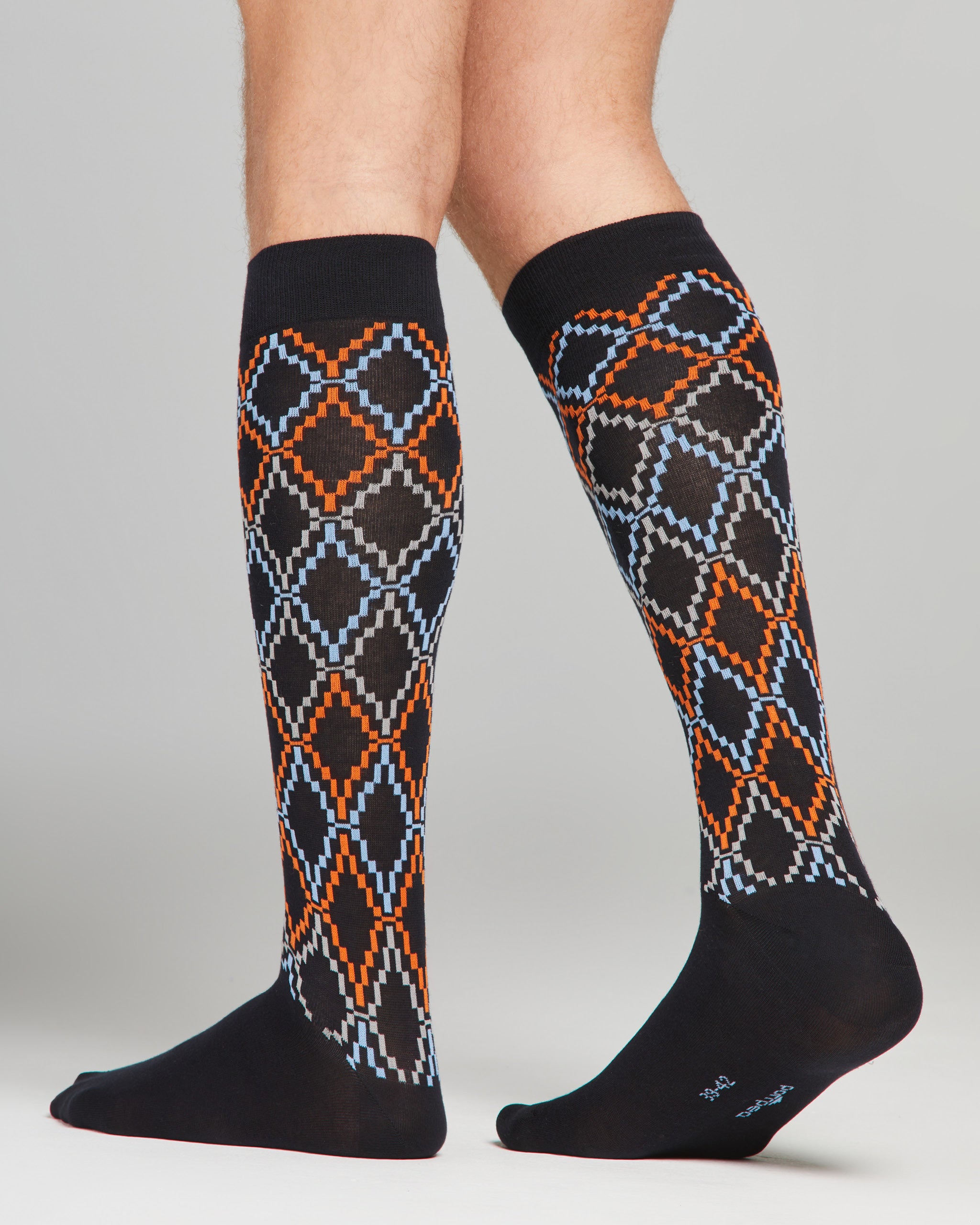 Romeo long cotton sock with geometric pattern