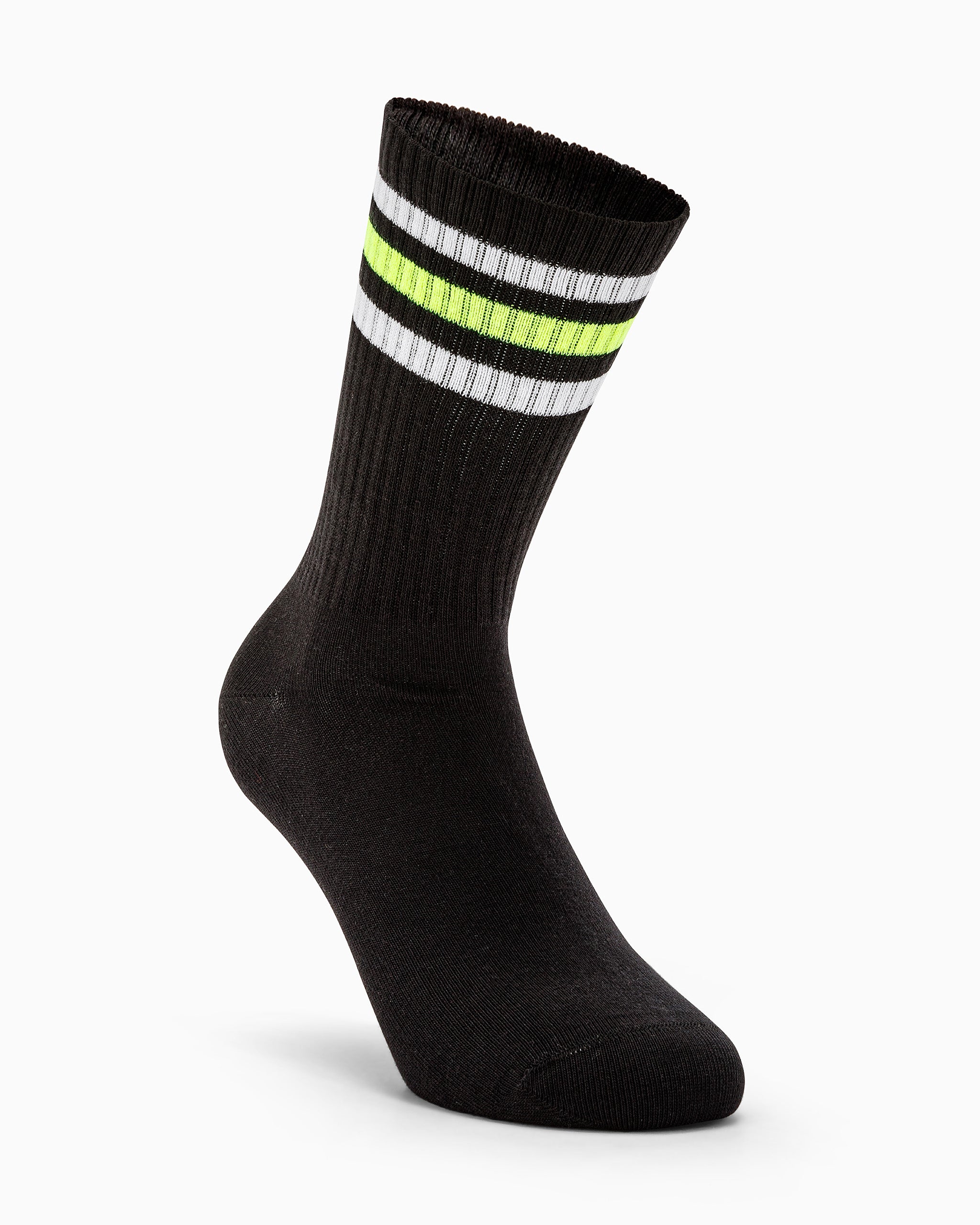 Crew cotton tennis sock with fluorescent stripes