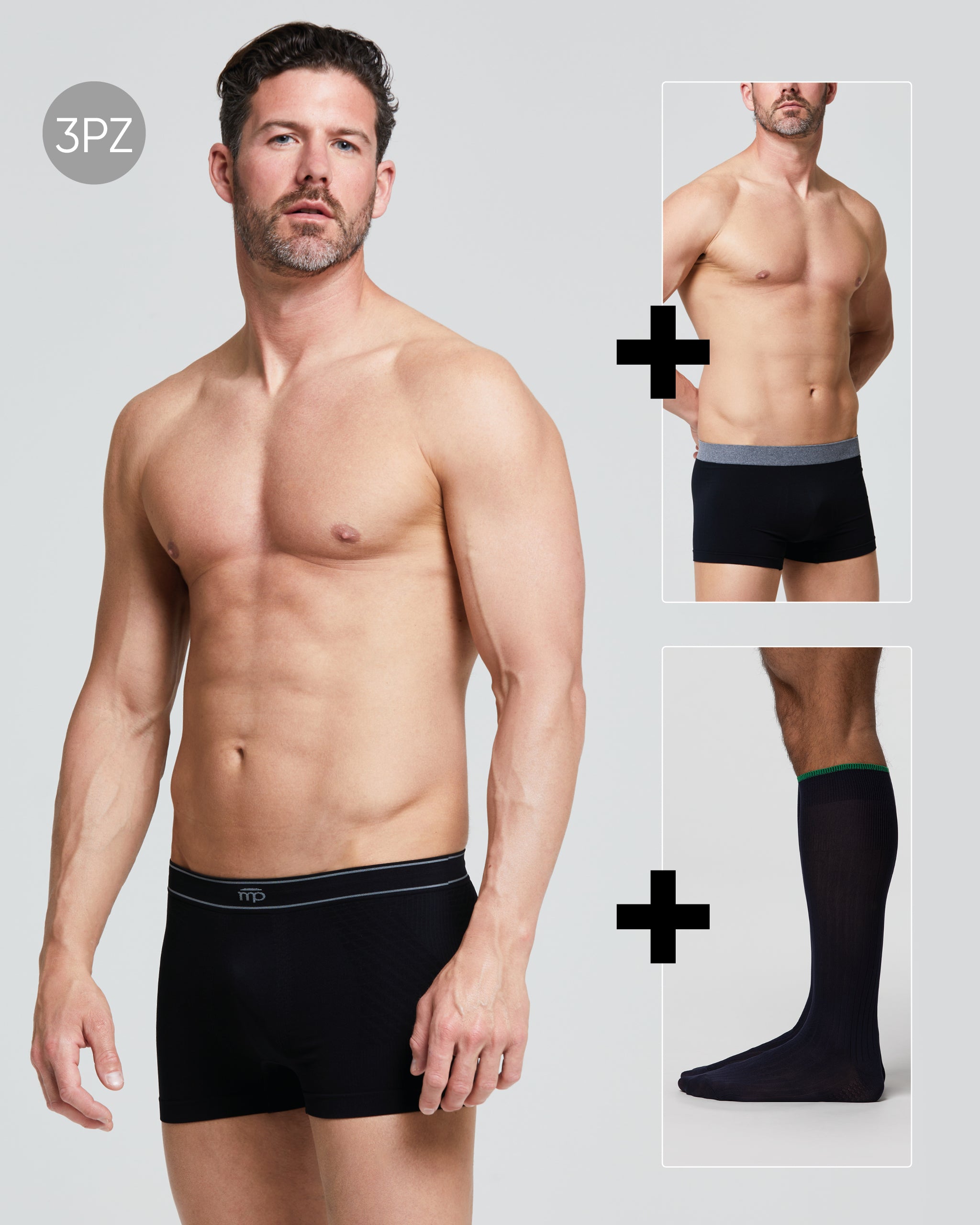 <b>Komplettes Set</b> Boxer Q-CYCLE + Boxer Eco-Friendly + Calza Eco-Friendly Herren