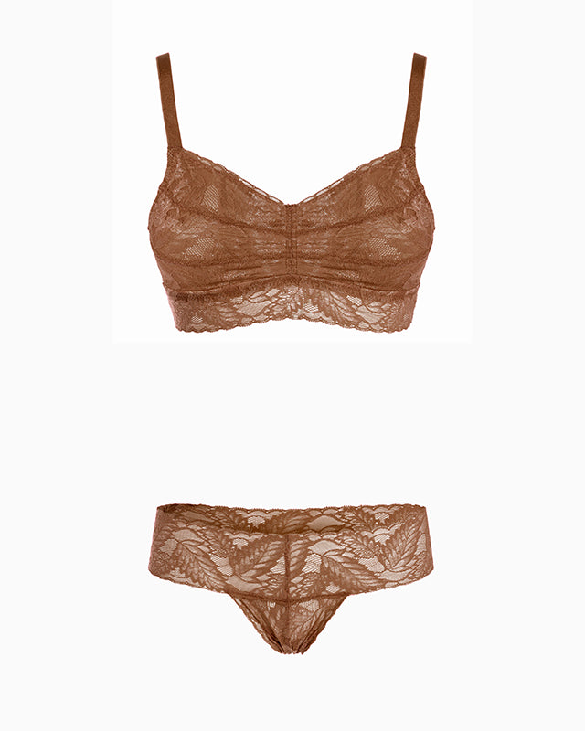 <b>Ensemble complet</b> de sous-vêtements en dentelle (Caramel)