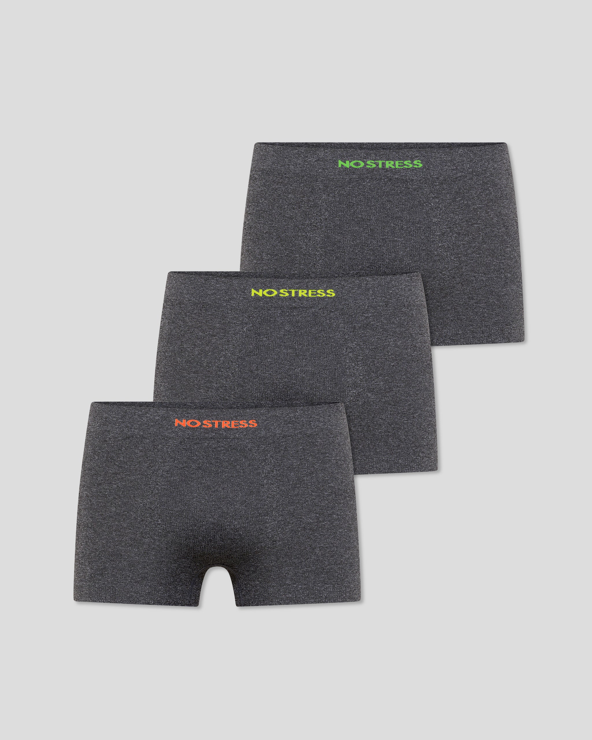 <b>Pack de 3 boxers sans couture No Stress gris chiné</b>