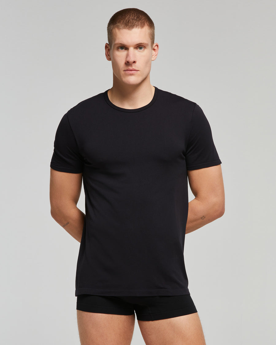 T-Shirt ottima traspirabilità, Seamless, nero, Intimo Uomo