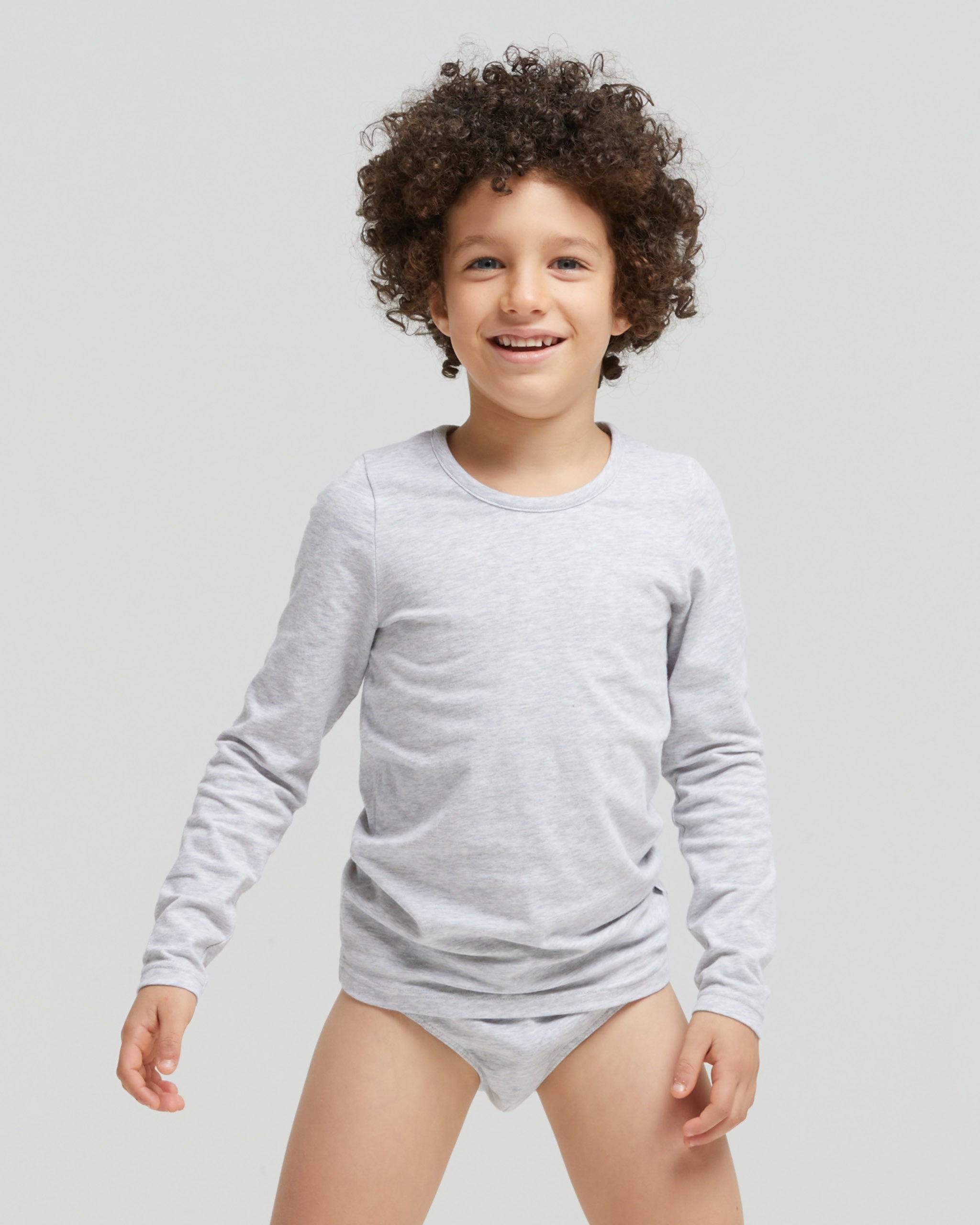 Boys warm organic cotton long-sleeve crew neck top