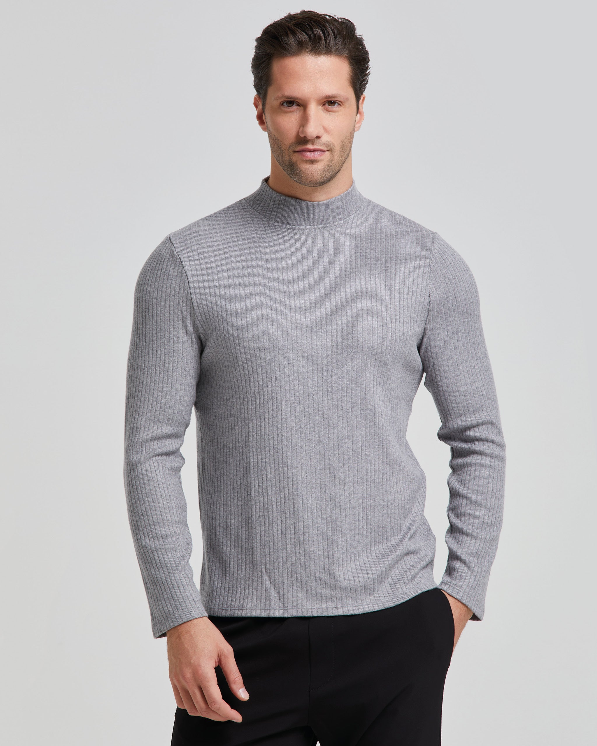 RIBBED FUNNEL NECK SWEATER 