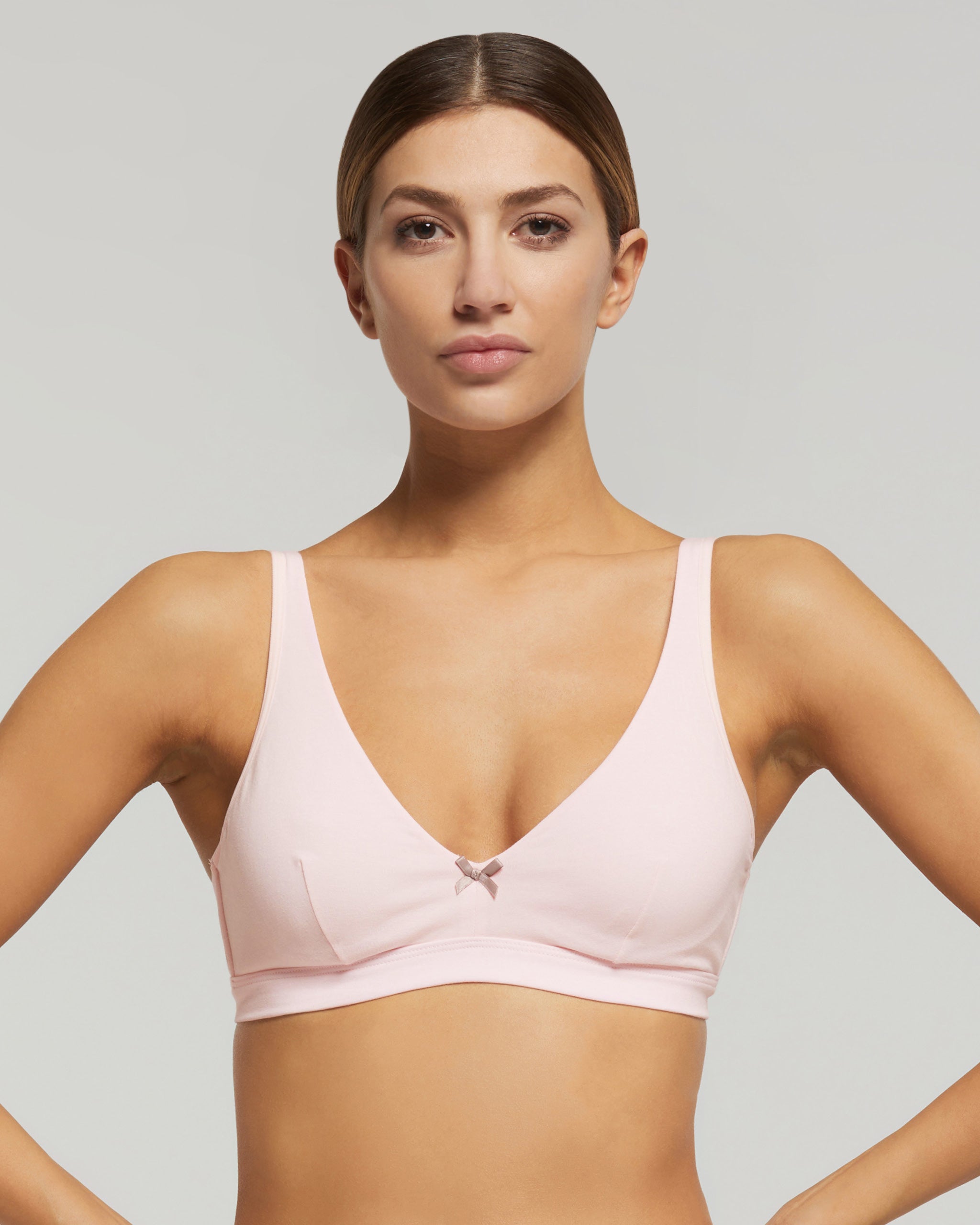 Underwired cotton bra with bow