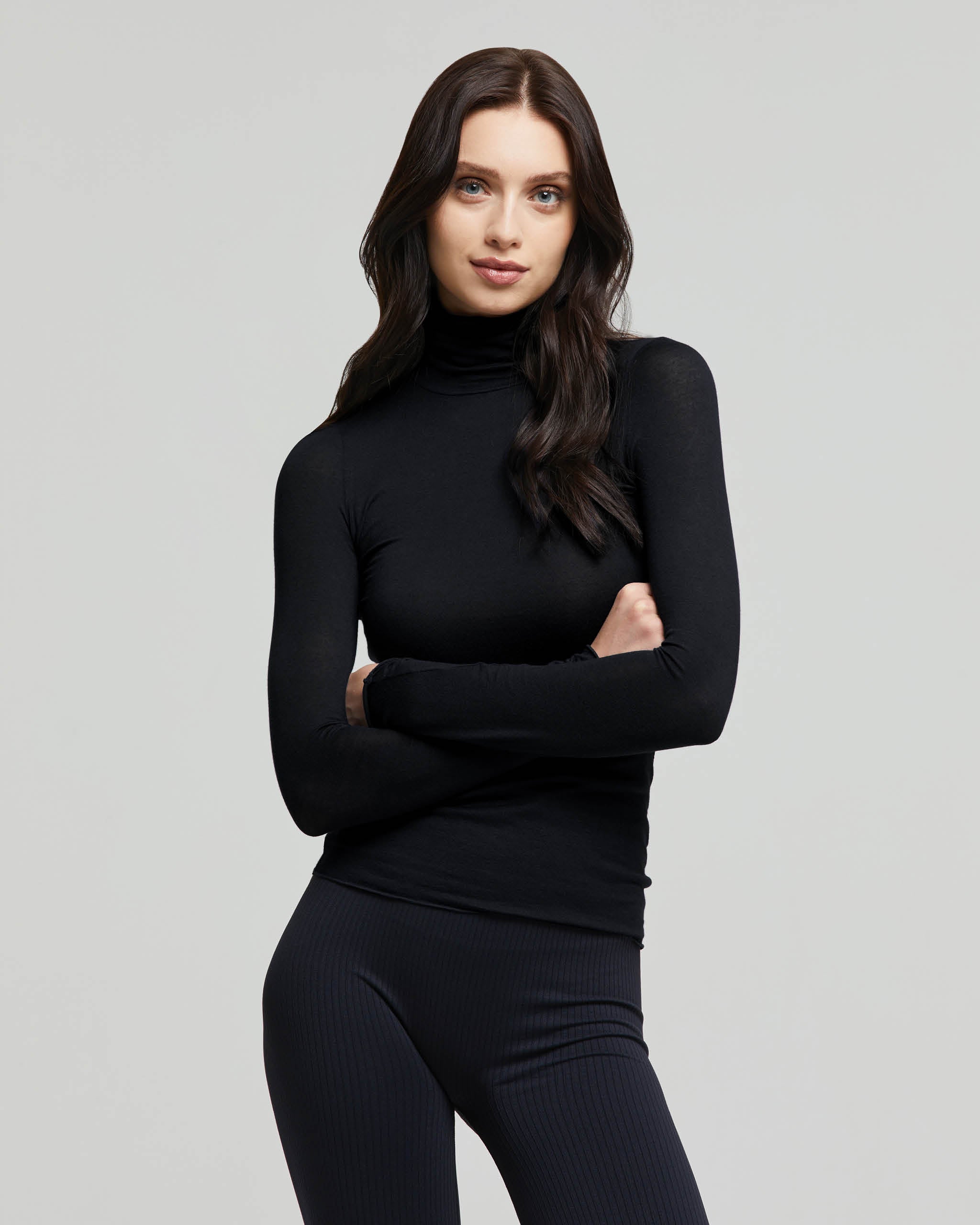 Modal cashmere high neck top