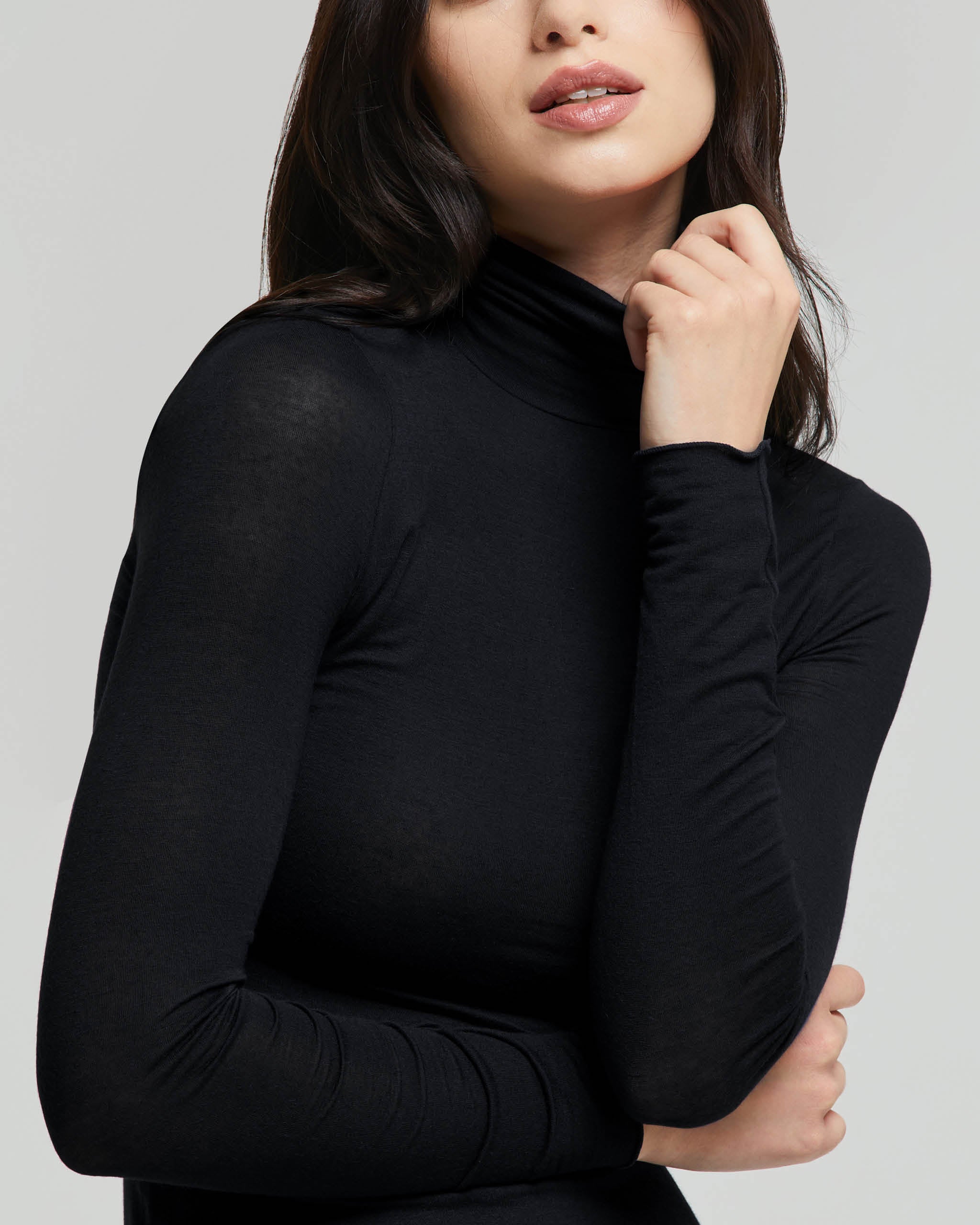 Modal cashmere high neck top