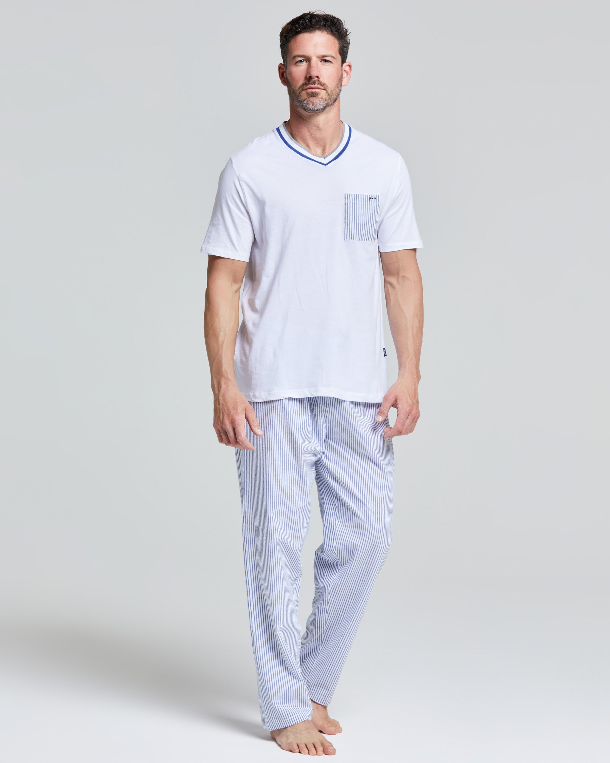 Pyjama long Tristan en coton et toile