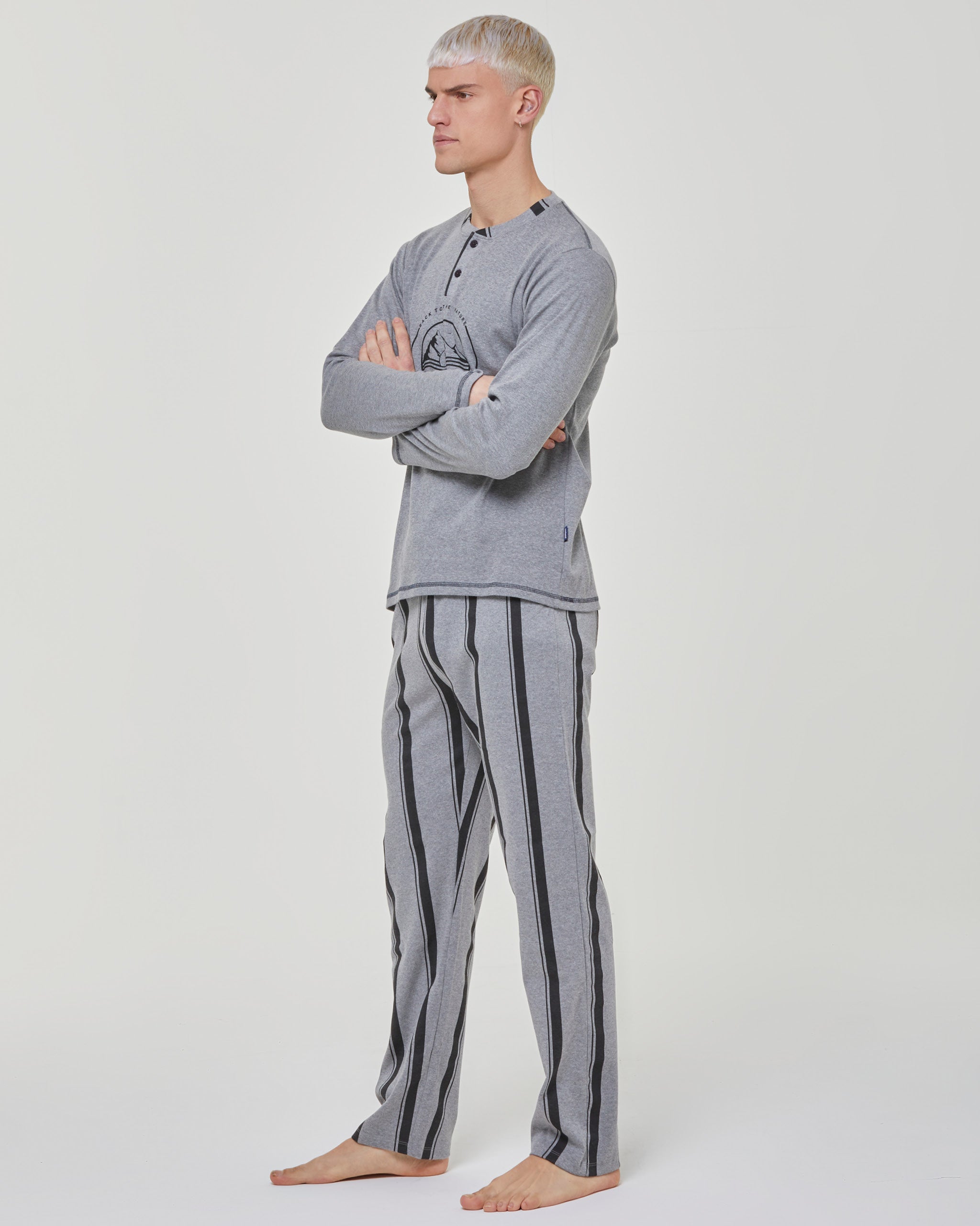 Langer Asiago-Pyjama aus Interlock-Baumwolle