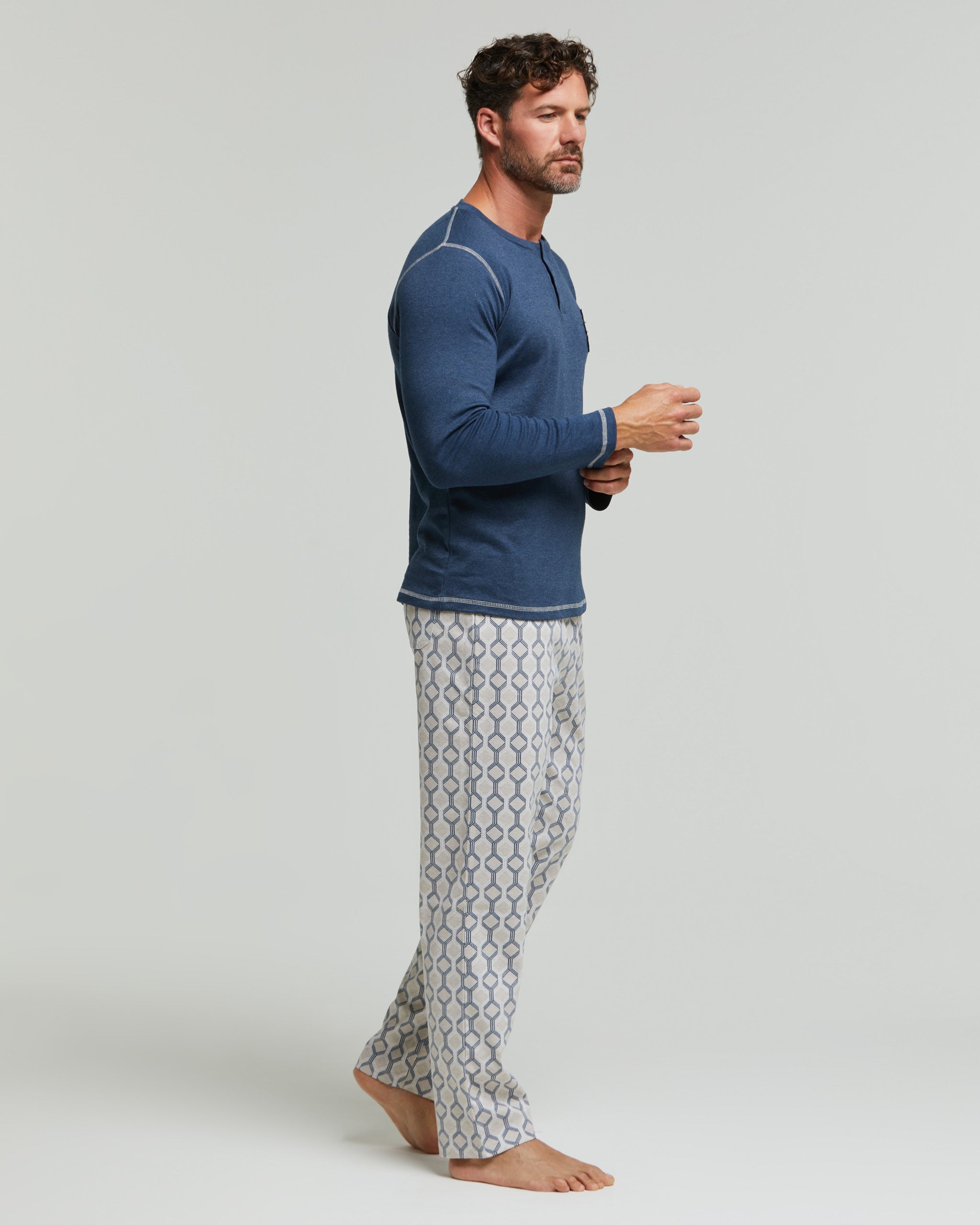 Pyjama long en coton interlock Barbera