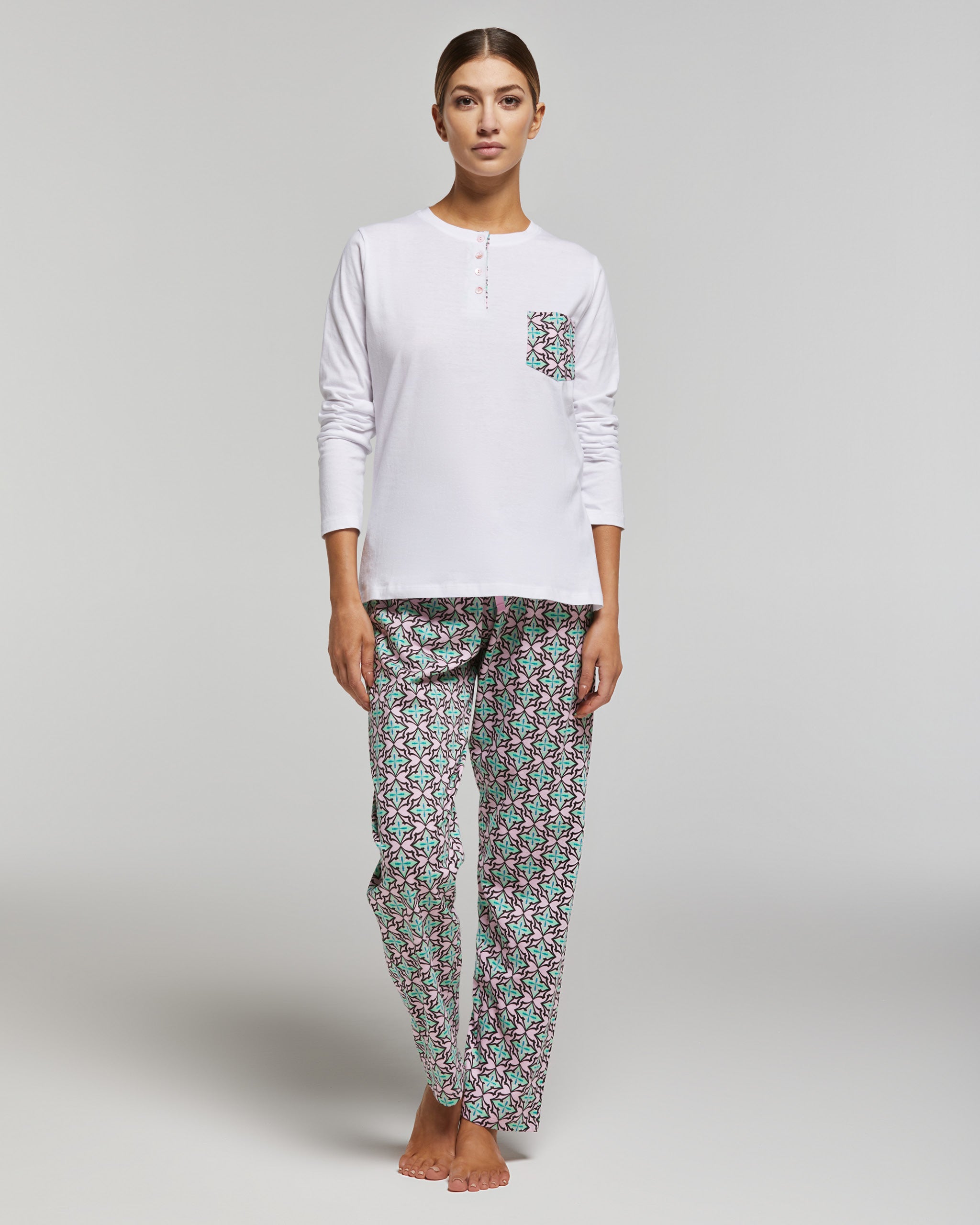 Pyjama long en coton Flavia