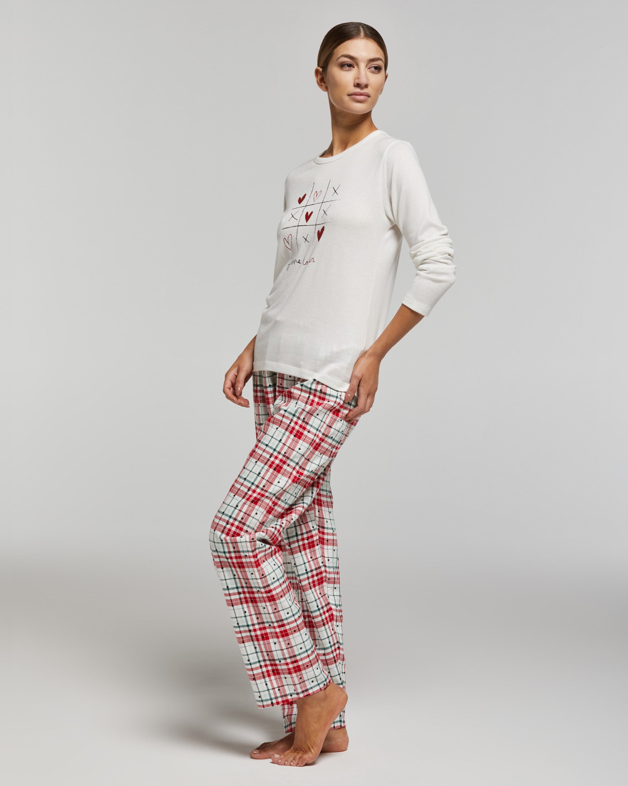 Ada long viscose and flannel pajamas