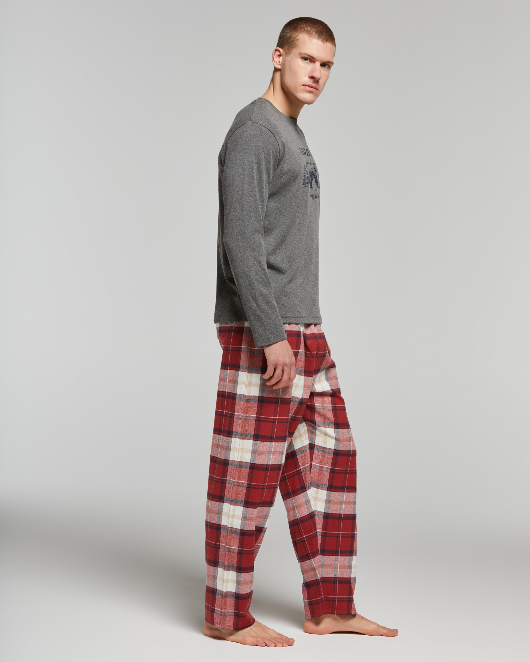 Arturo long cotton interlock and flannel pajamas