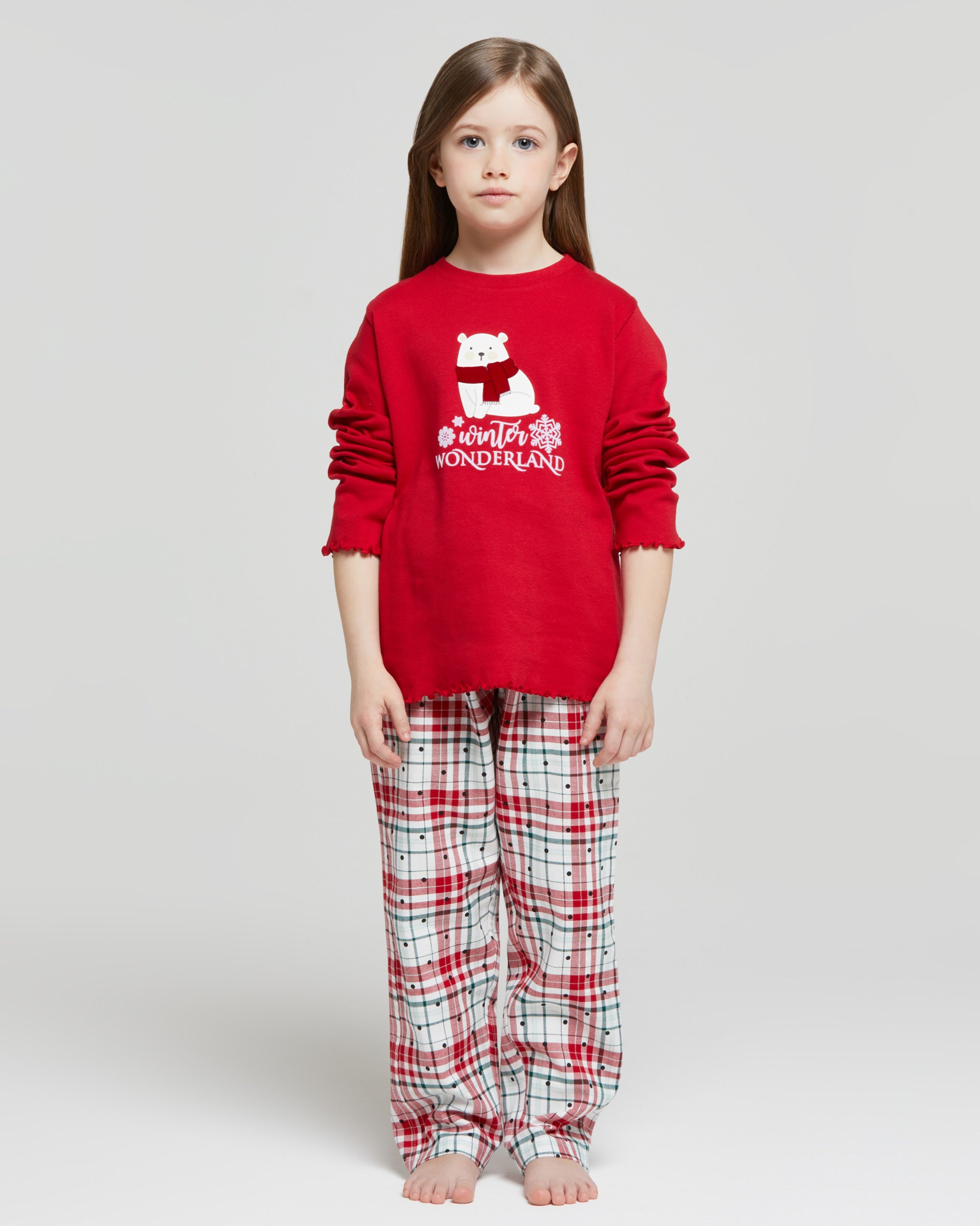 Pyjama long en interlock de coton et flanelle Alba