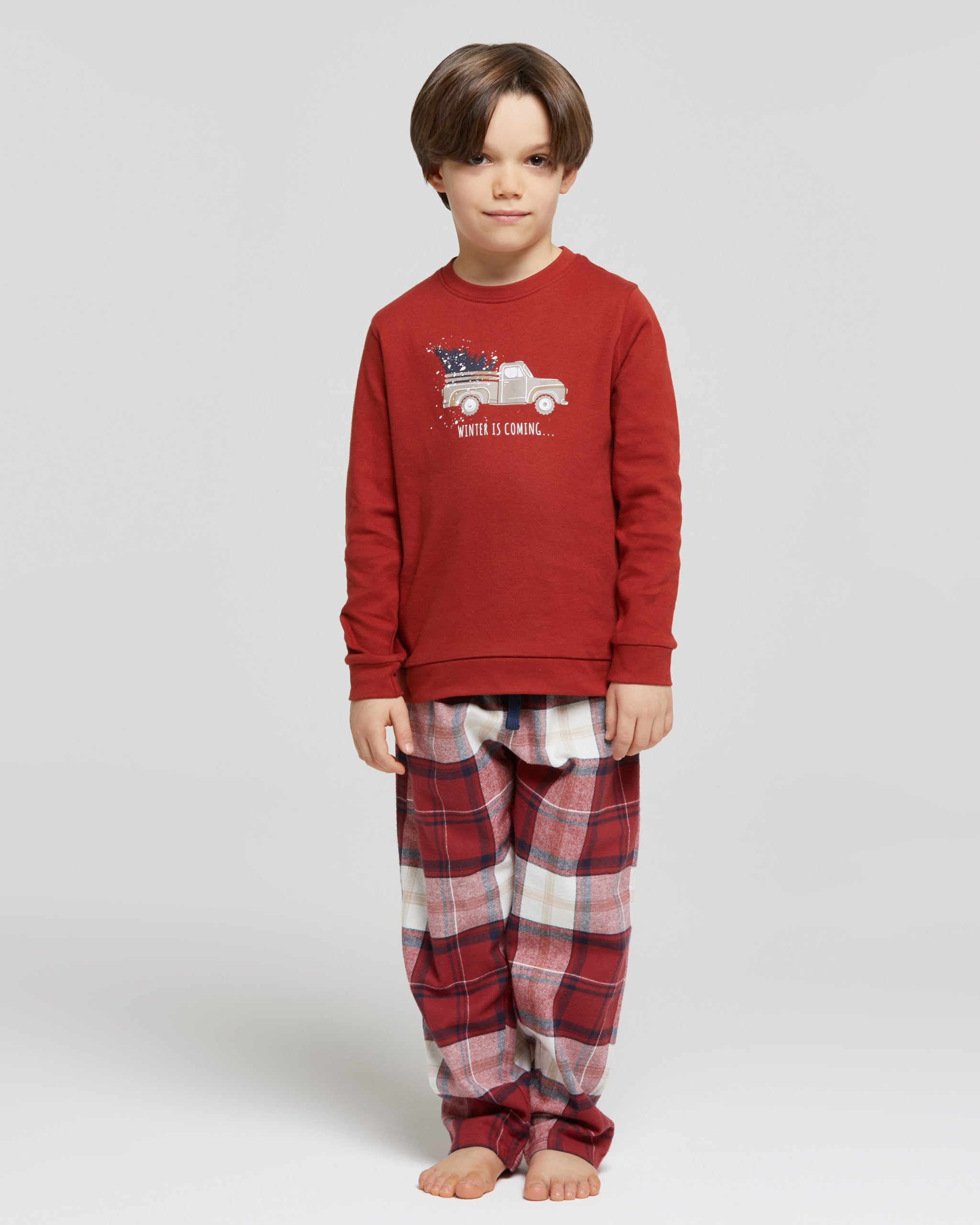 Langer Bob-Pyjama aus Baumwoll-Interlock und Flanell