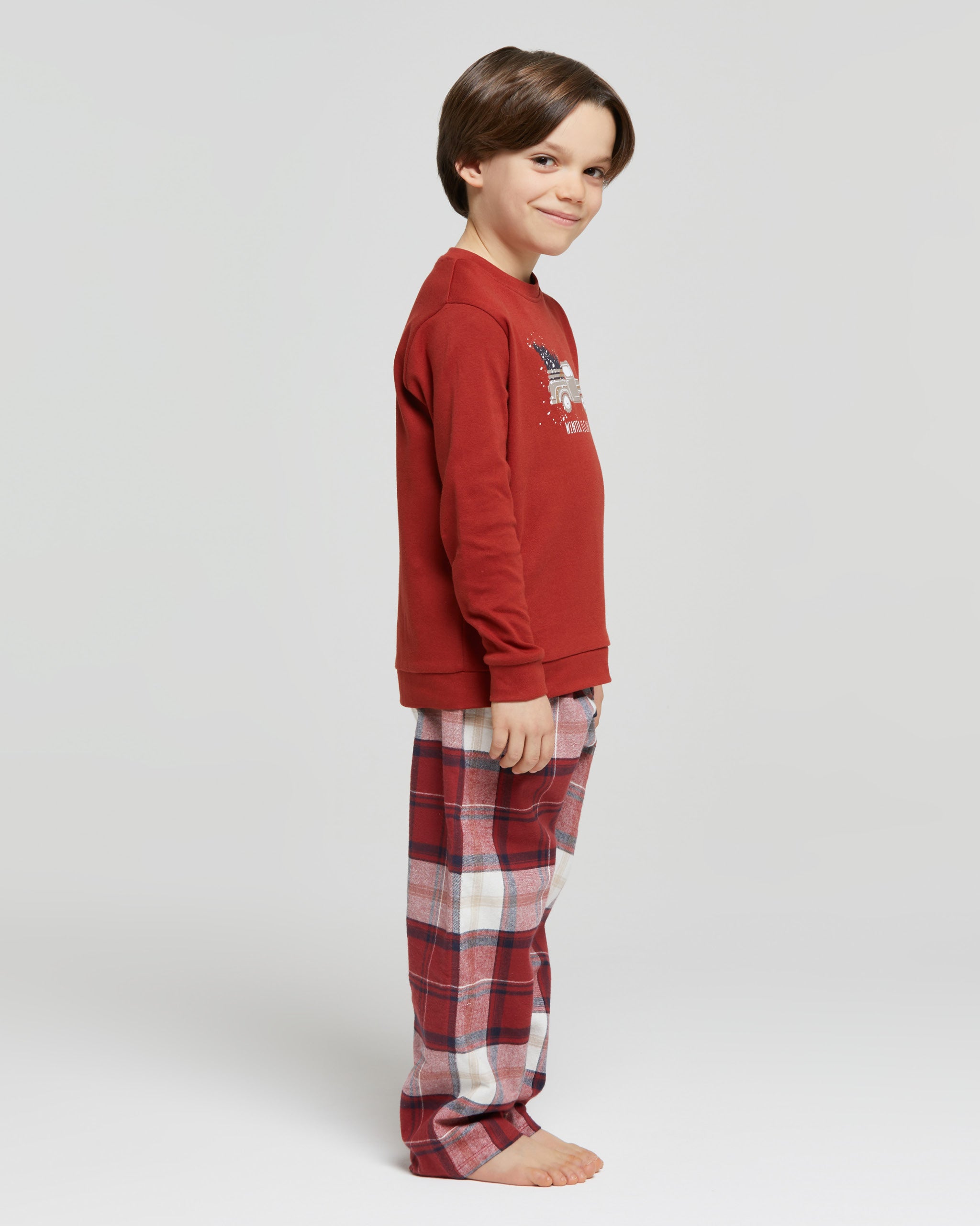 Langer Bob-Pyjama aus Baumwoll-Interlock und Flanell