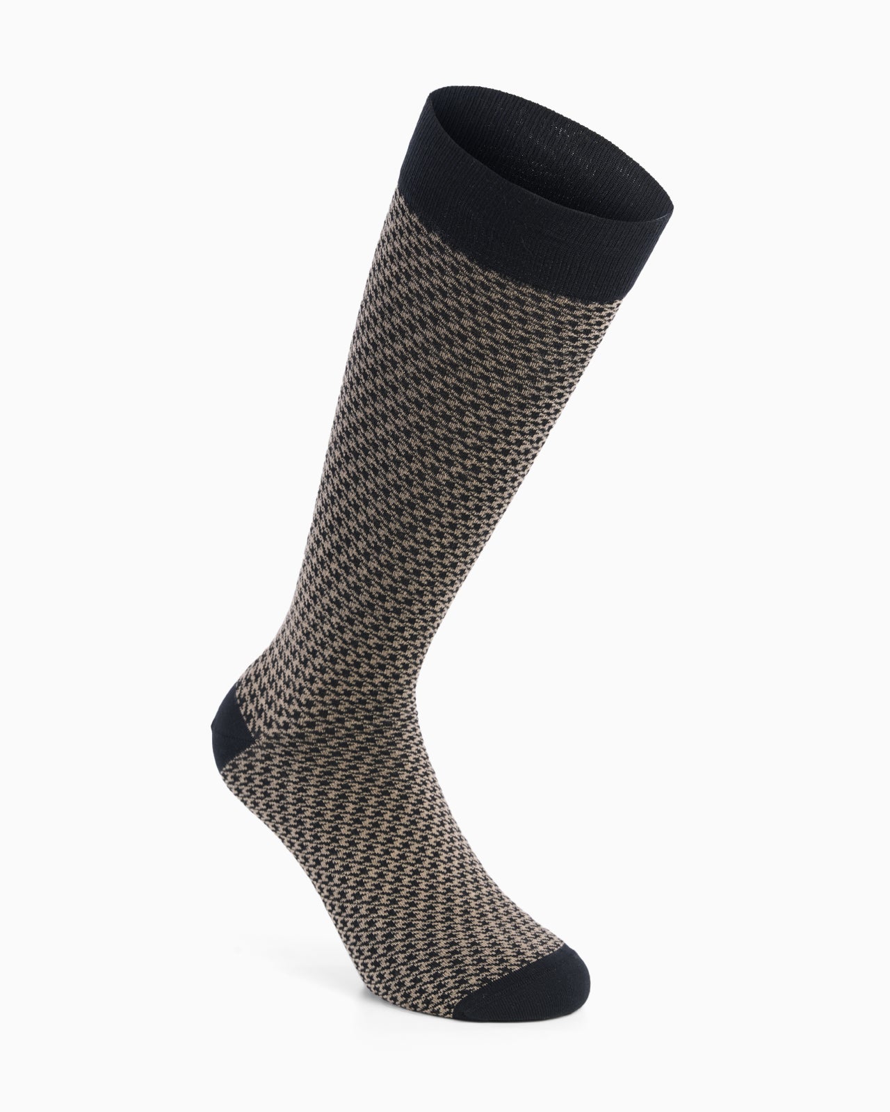 Brando long cotton sock with houndstooth pattern