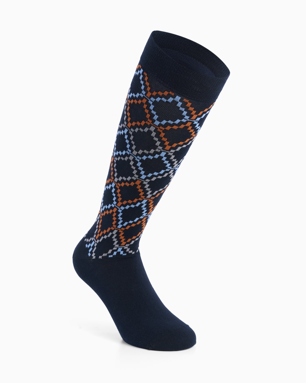 Romeo long cotton sock with geometric pattern