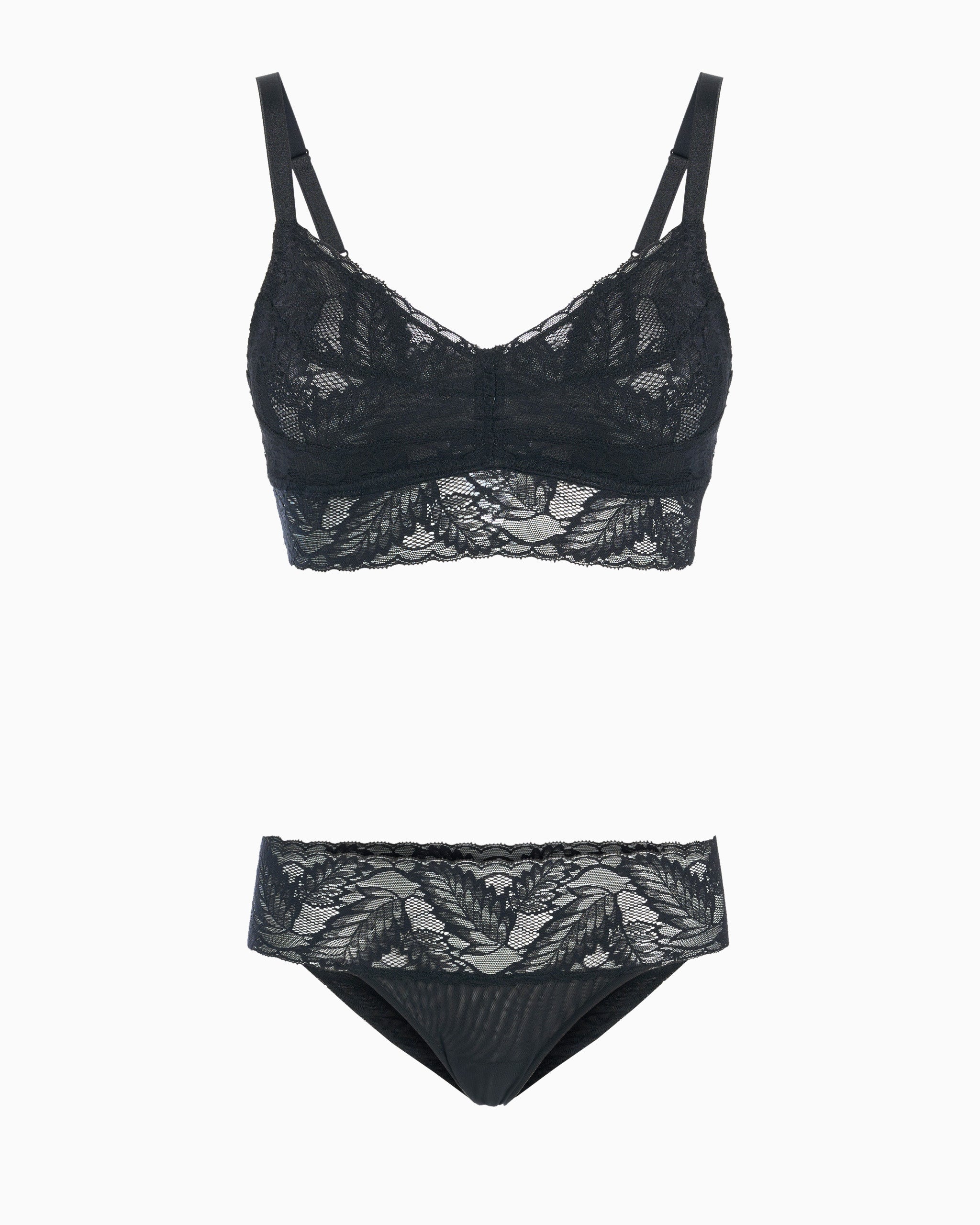 <b>Ensemble complet de sous-vêtements en dentelle coordonnée</b> (Noir)