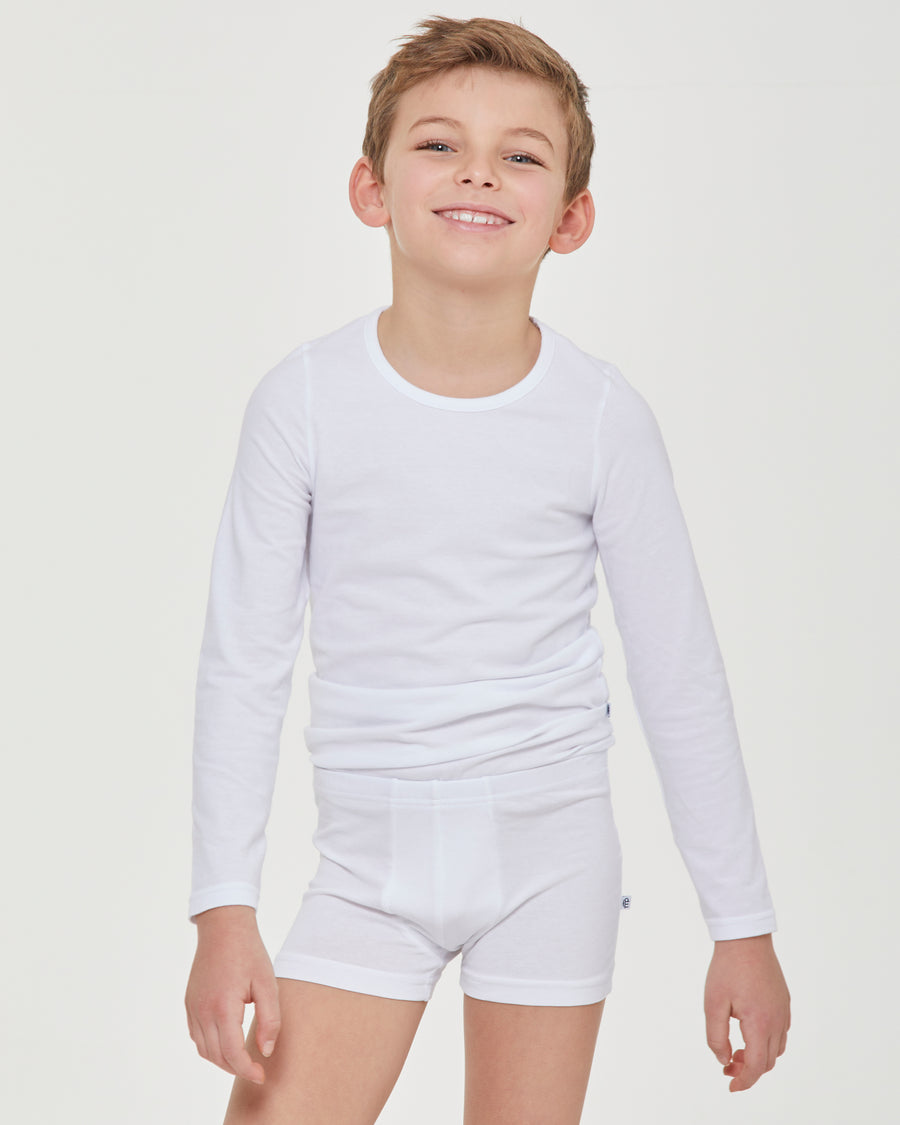 Boys' stretch organic cotton trunks, white, Kids' Underwear