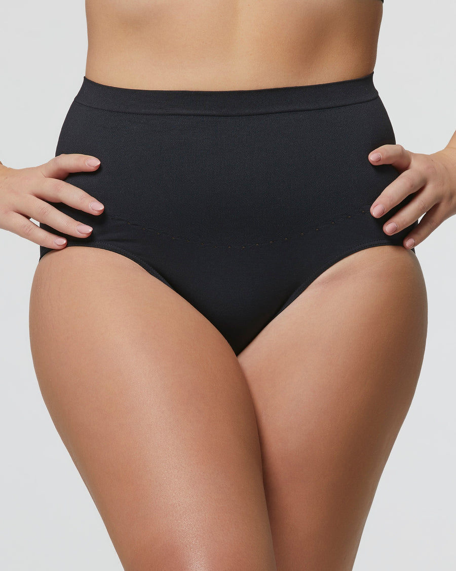 Seamless bikini briefs, Comfort Size, black