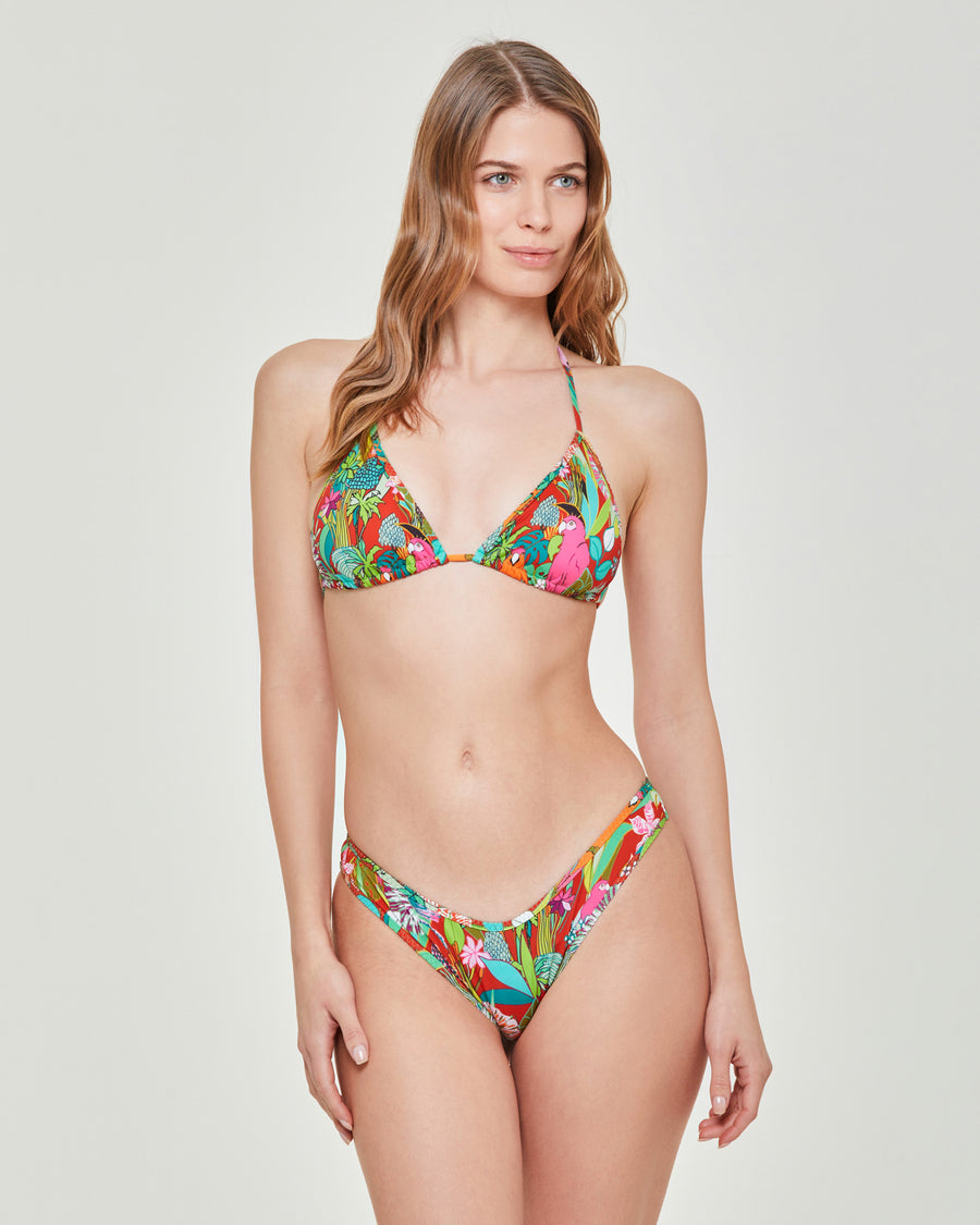 Boracay high leg bikini bottoms with a tropical pattern, Women's swimwear